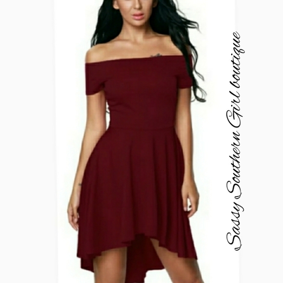 SG Boutique Dresses Red Wine Off Shoulder Highlow Dress Poshmark